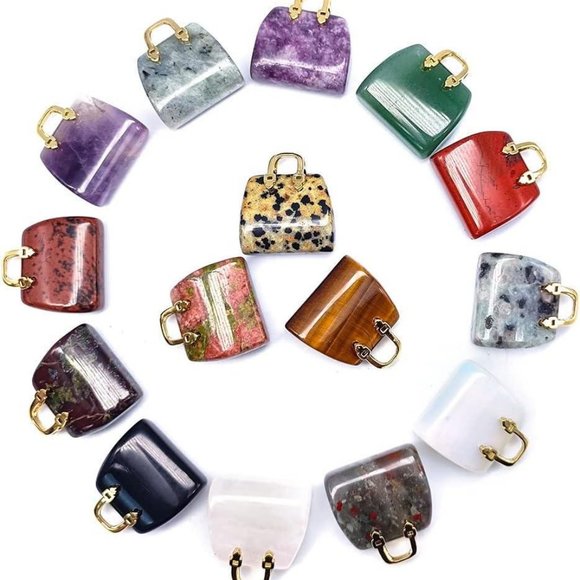 Chakra Stones Hand Carved Gemstone Healing Crystals Handbag Shaped1Pack(AnyColor - Picture 7 of 10